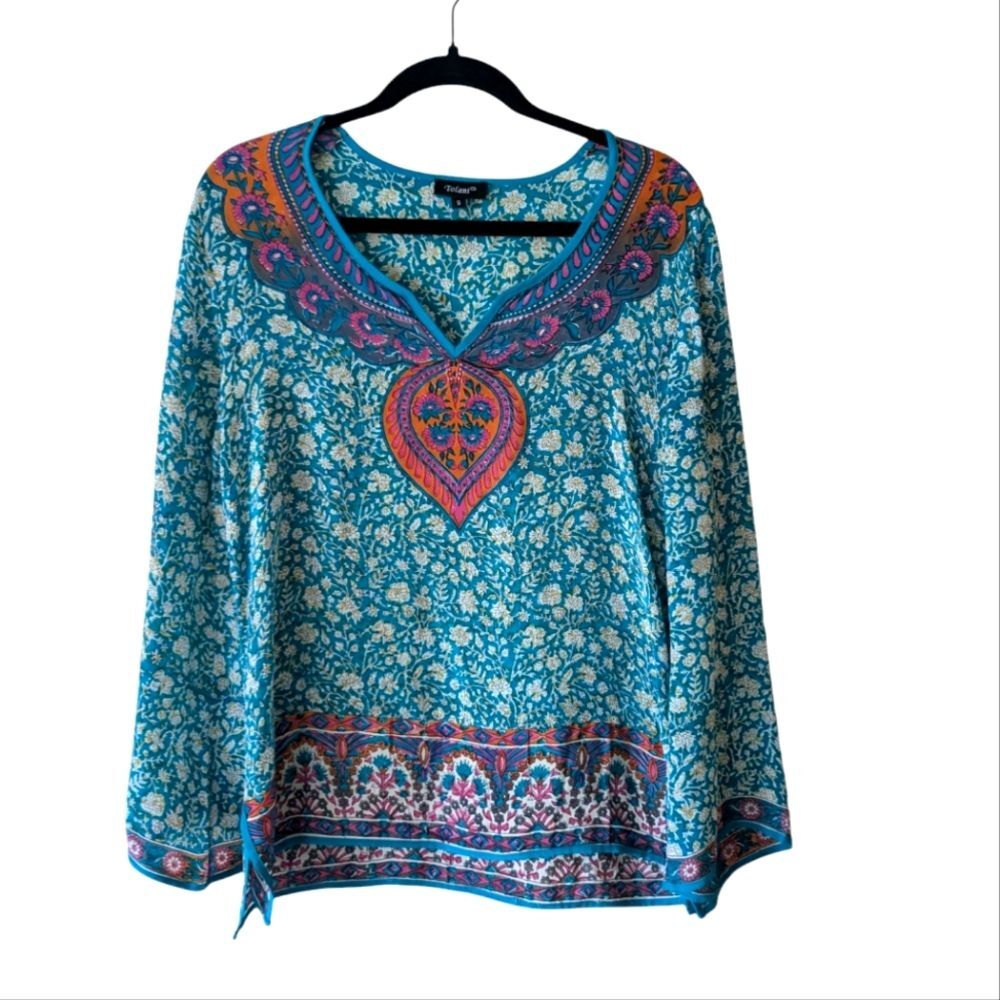 Tolani Silk Boho Lightweight Artsy‎ Top Size Small